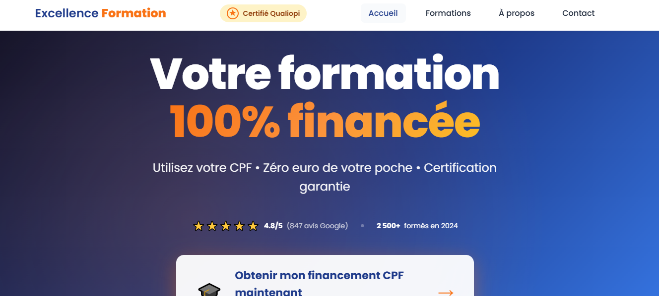 Capture d'écran démo Centre de Formation - Site vitrine professionnel